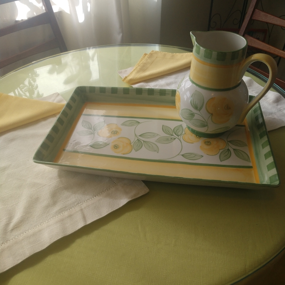 Mikasa English Rose serving platter and pitcher